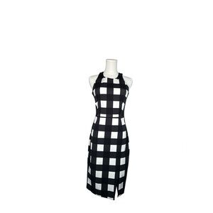 Banana Republic Black and White Gingham Midi Dress
